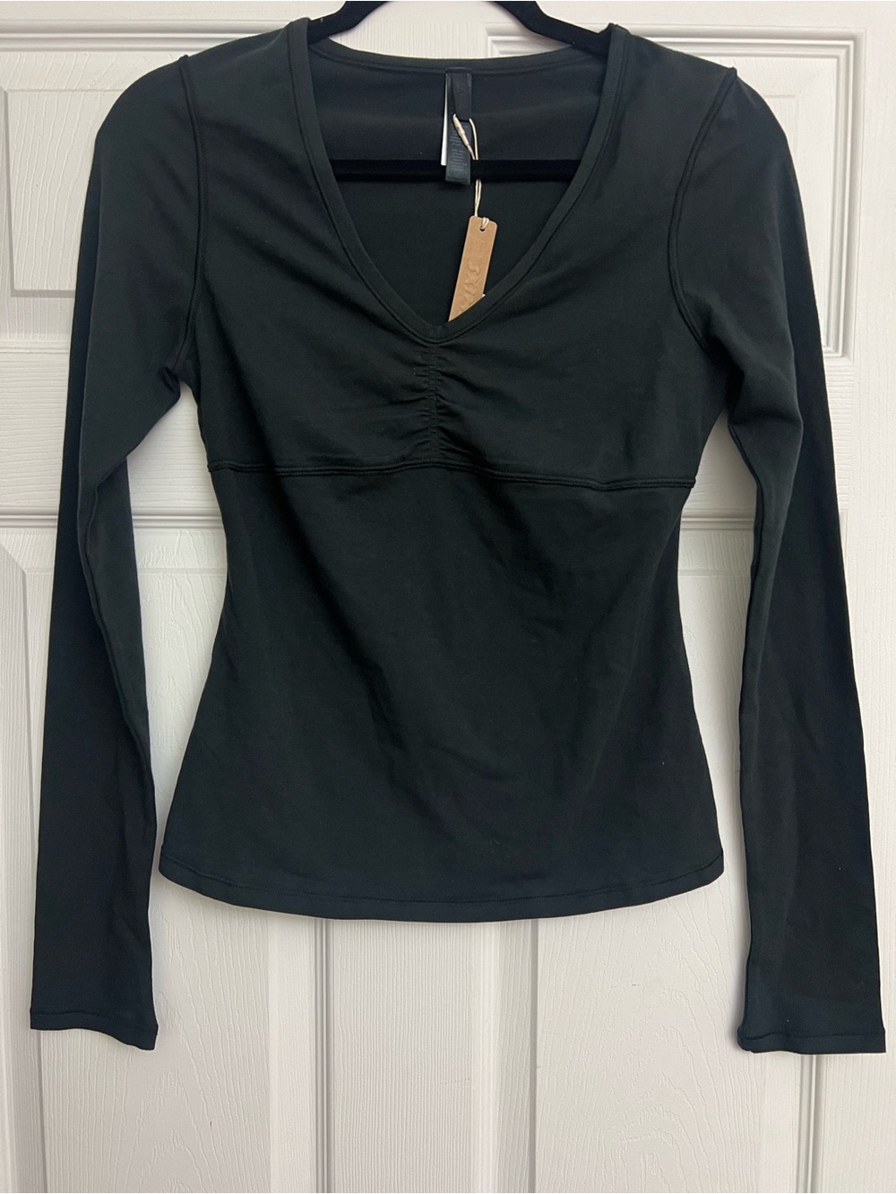 SKIMS COTTON JERSEY SHIRRED LONG SLEEVE NWT - SOOT